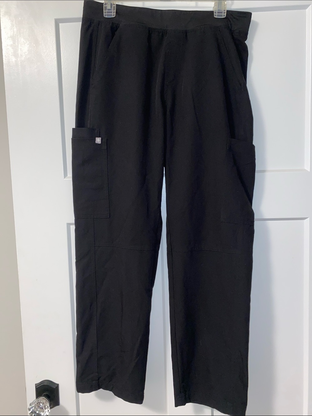 Figs Men's Black Cargo Scrub Pants with Multiple Utility Pockets
